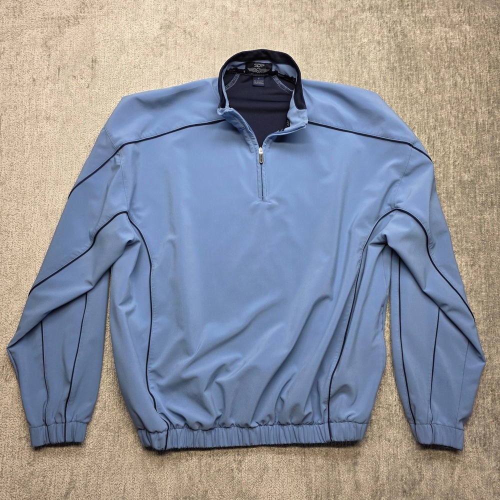Straight Down Performance Mens‎ XL 1/4 Zip Golf Pullover Blue Stretch Windshirt